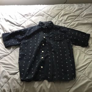 Navy Blue Short Sleeve Collard Shirt